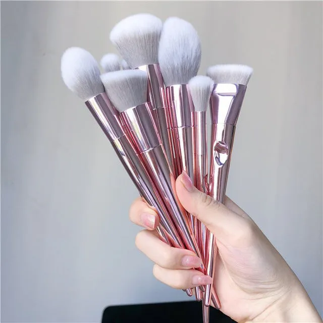 10pcs Premium Synthetic Hair Makeup Brushes Set with Case Bag