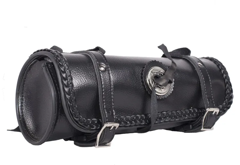 10" PVC Motorcycle Tool Bag With Concho & Braid
