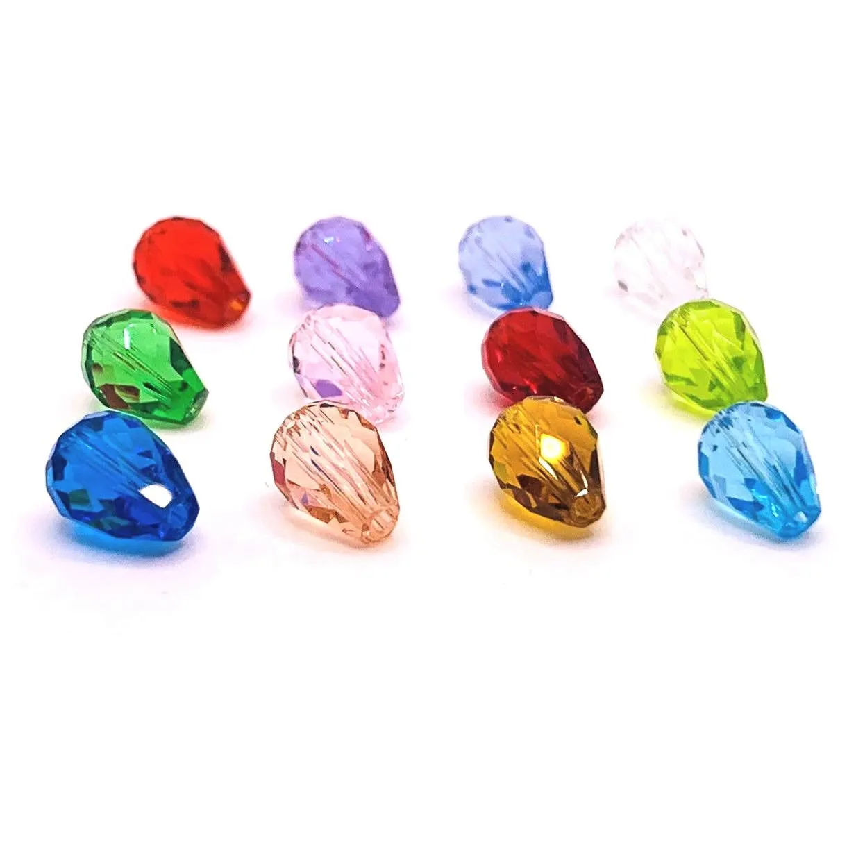 12 or 60 Pieces: 6x8 mm Teardrop Imitation Crystal Birthstone Bead Set