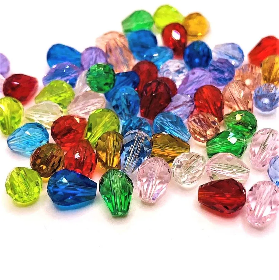 12 or 60 Pieces: 6x8 mm Teardrop Imitation Crystal Birthstone Bead Set