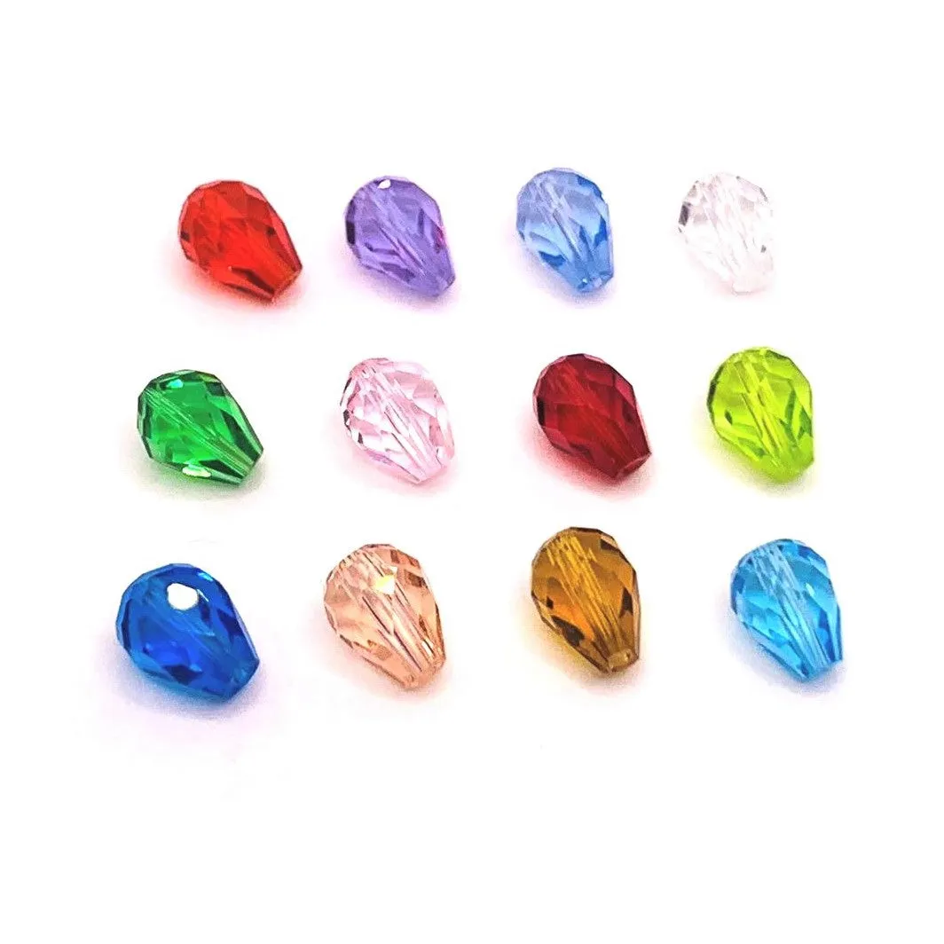 12 or 60 Pieces: 6x8 mm Teardrop Imitation Crystal Birthstone Bead Set