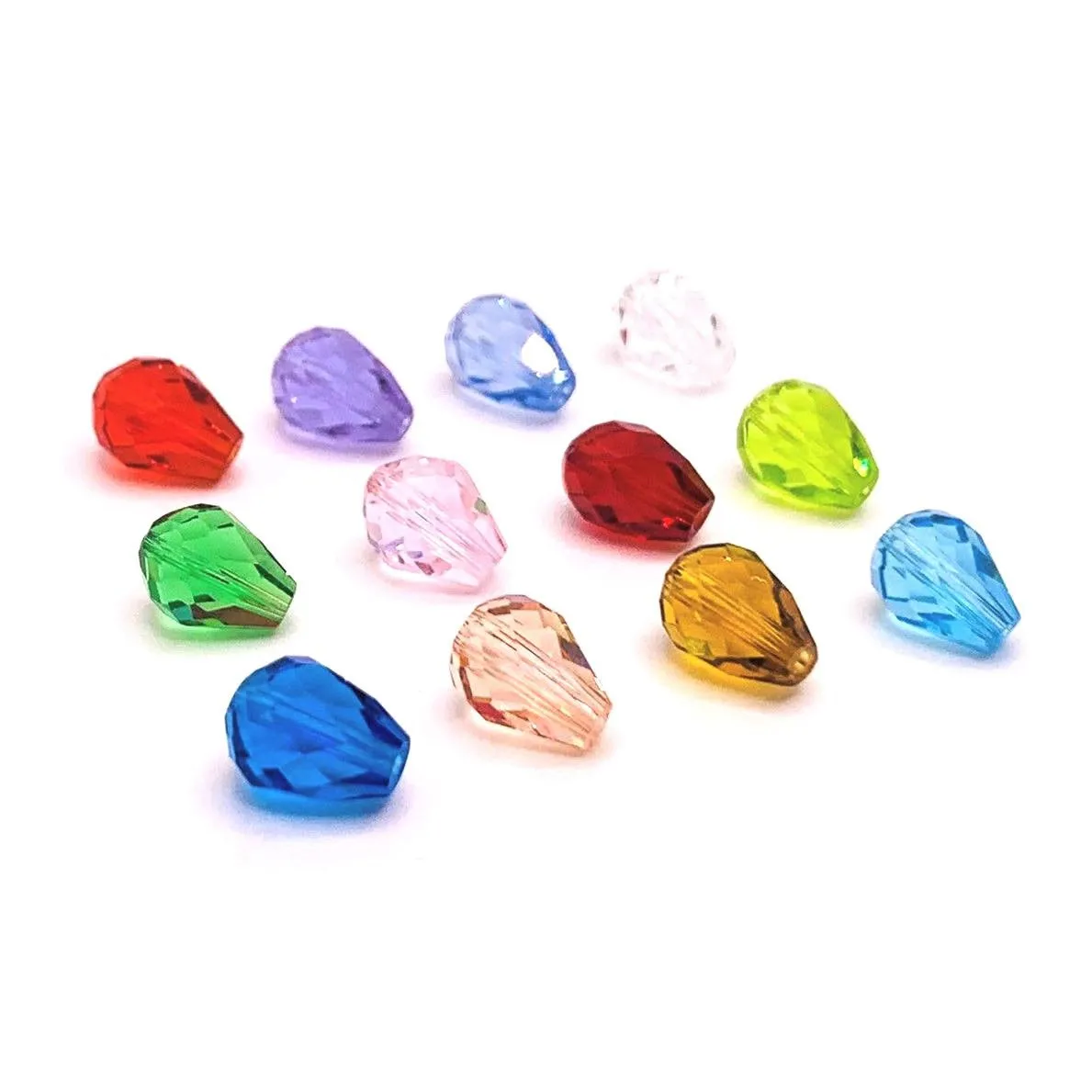 12 or 60 Pieces: 6x8 mm Teardrop Imitation Crystal Birthstone Bead Set
