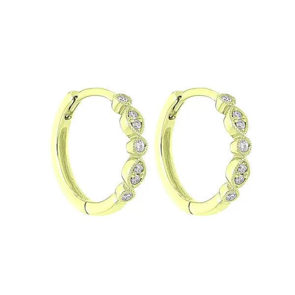 14KT Yellow Gold & Diamond Classic Book Mixable Fashion Earrings   - 1/6 ctw