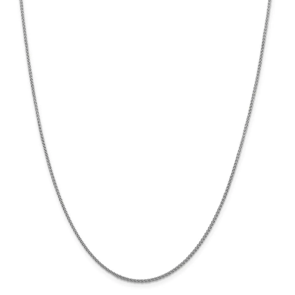 1.5mm 10k White Gold Solid Diamond Cut Wheat Chain Necklace