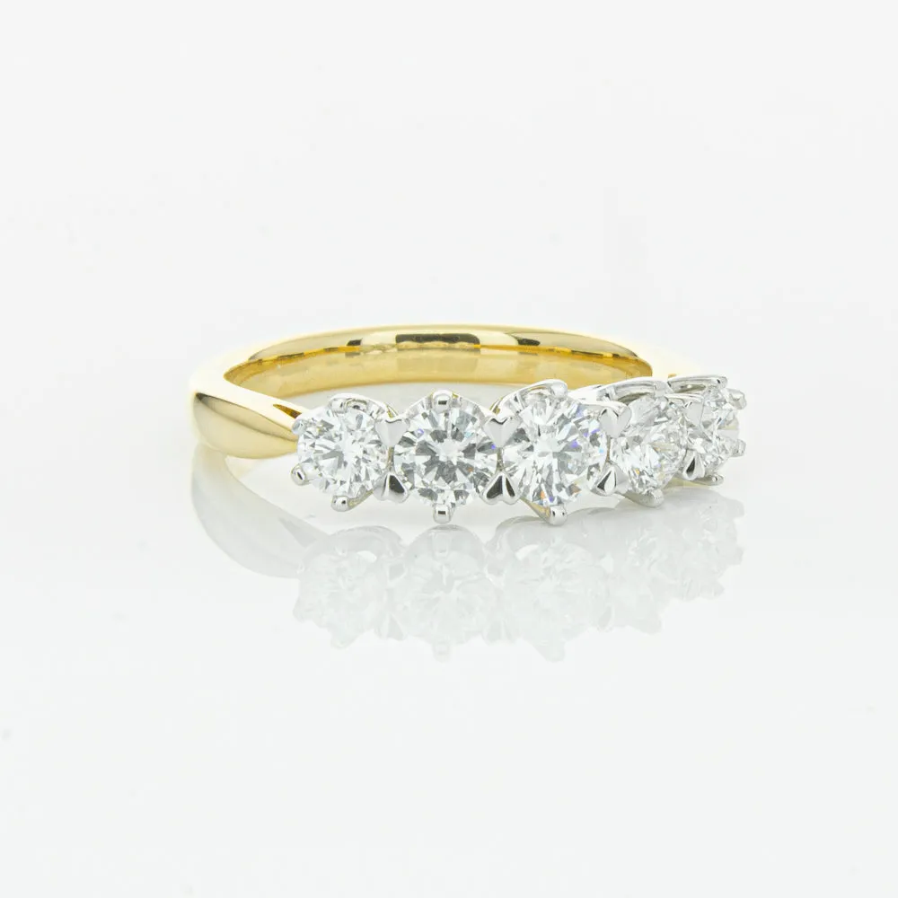 18ct Yellow Gold Diamond Pentagon Ring