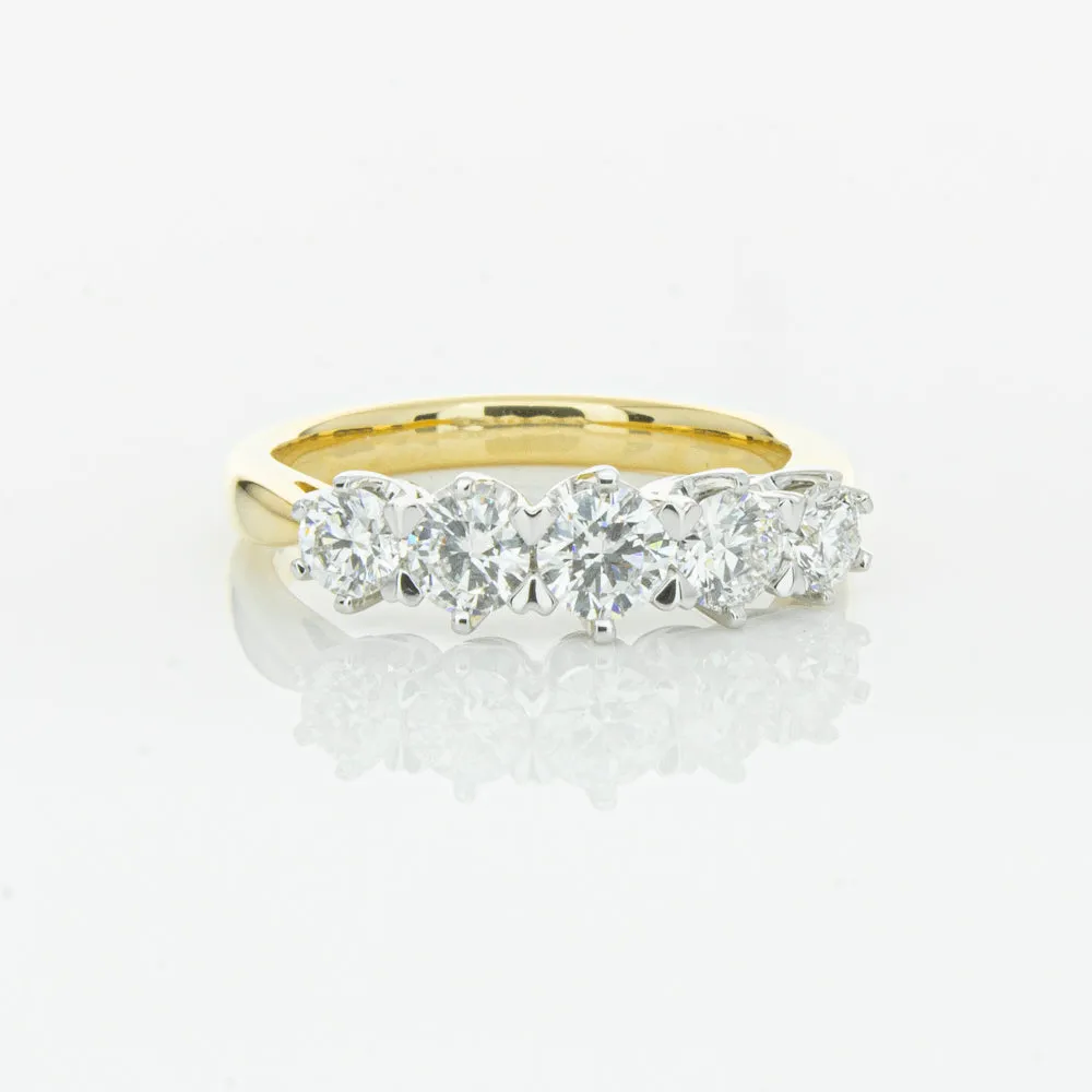 18ct Yellow Gold Diamond Pentagon Ring