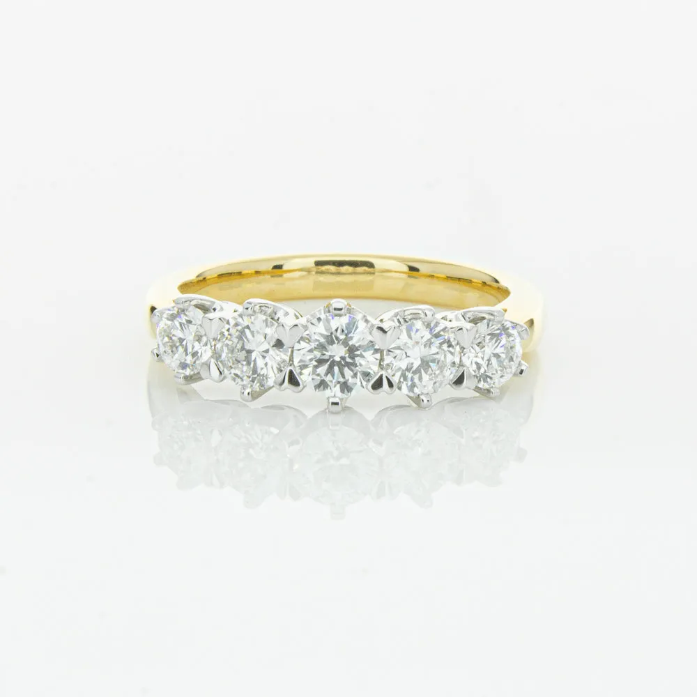 18ct Yellow Gold Diamond Pentagon Ring