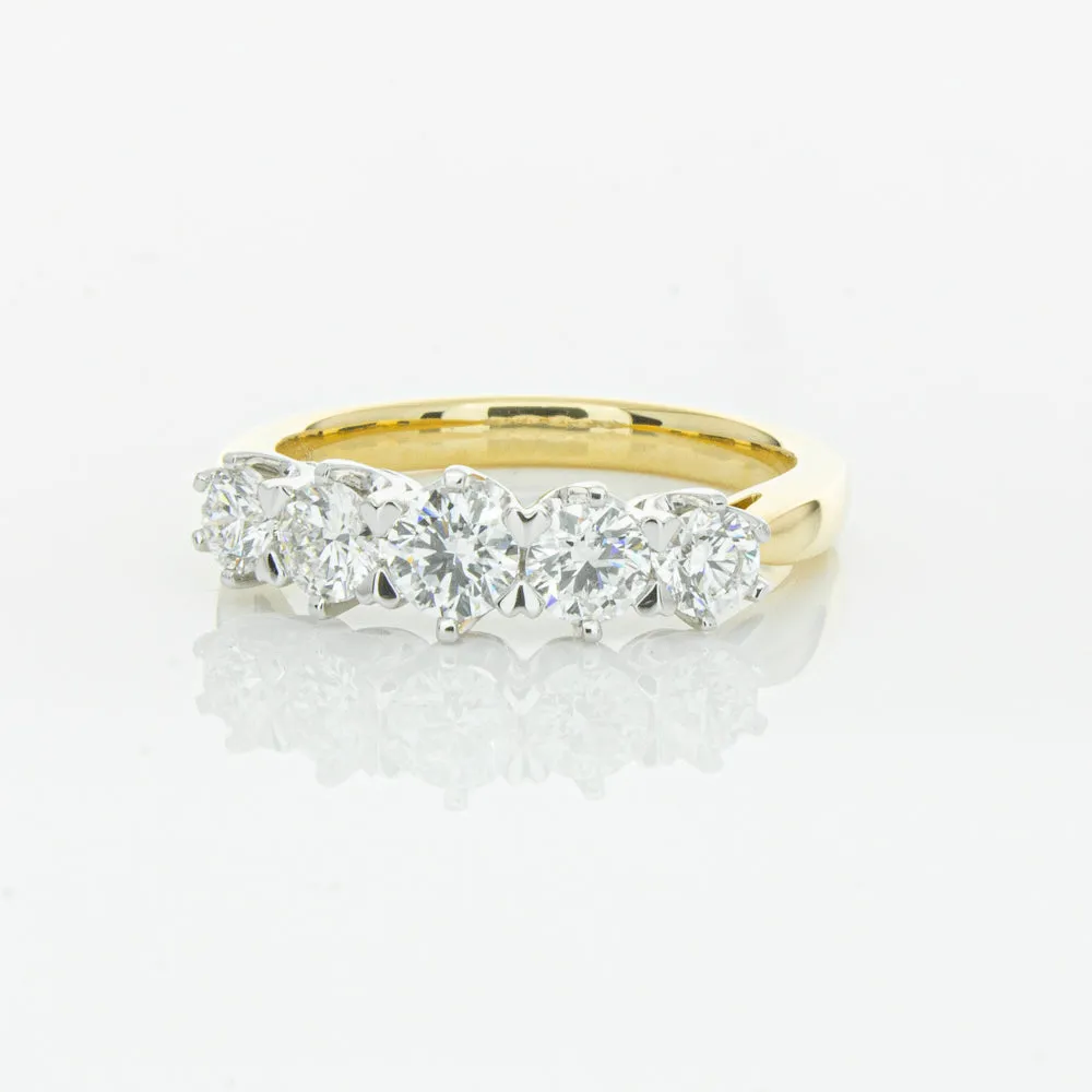 18ct Yellow Gold Diamond Pentagon Ring