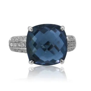 18kt White Gold Topaz and Diamond ring
