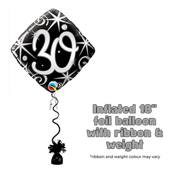 18" 30th Elegant Sparkles & Swirls Foil Balloon