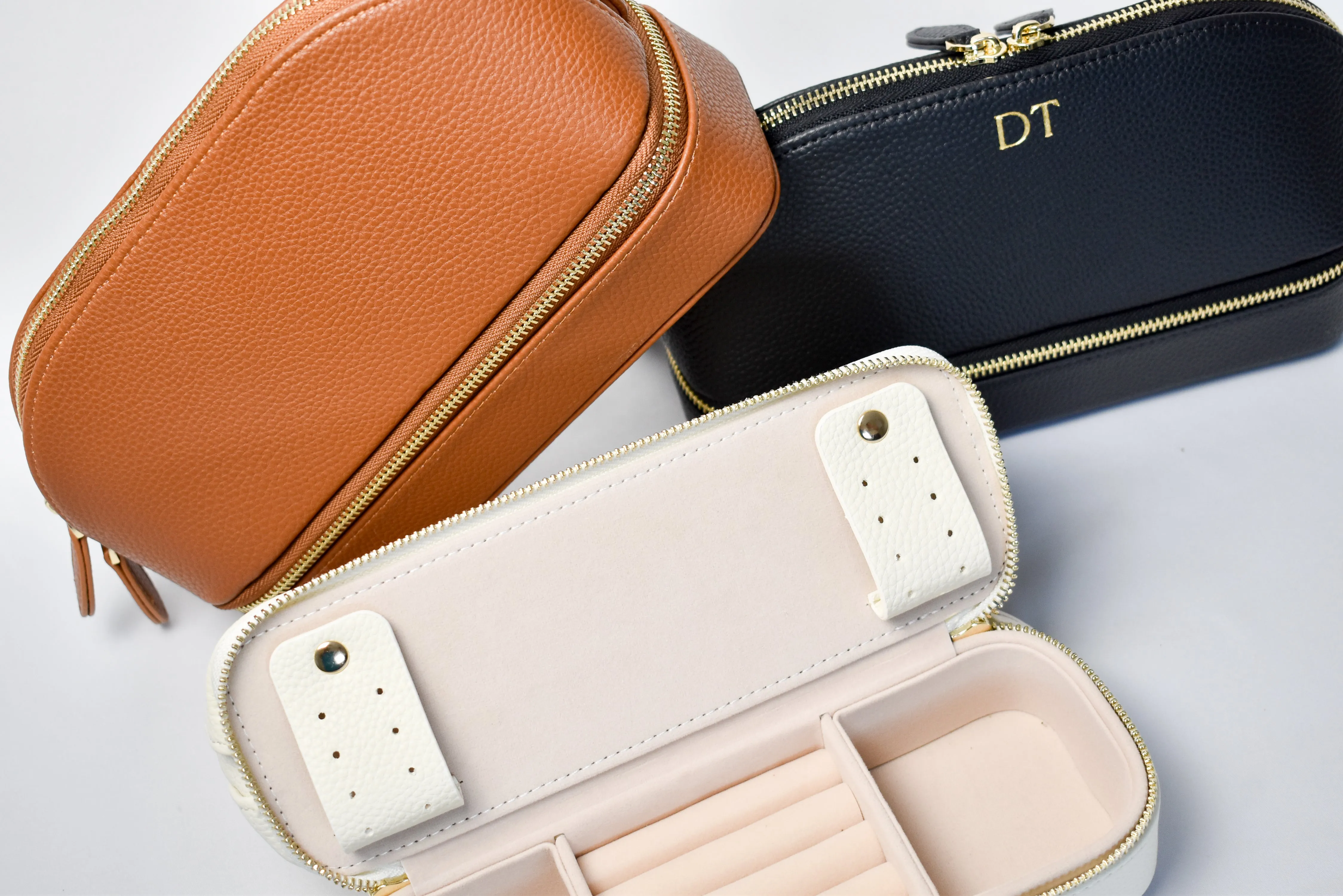 2 in 1 Jewellery Box and Makeup Bag - Tan