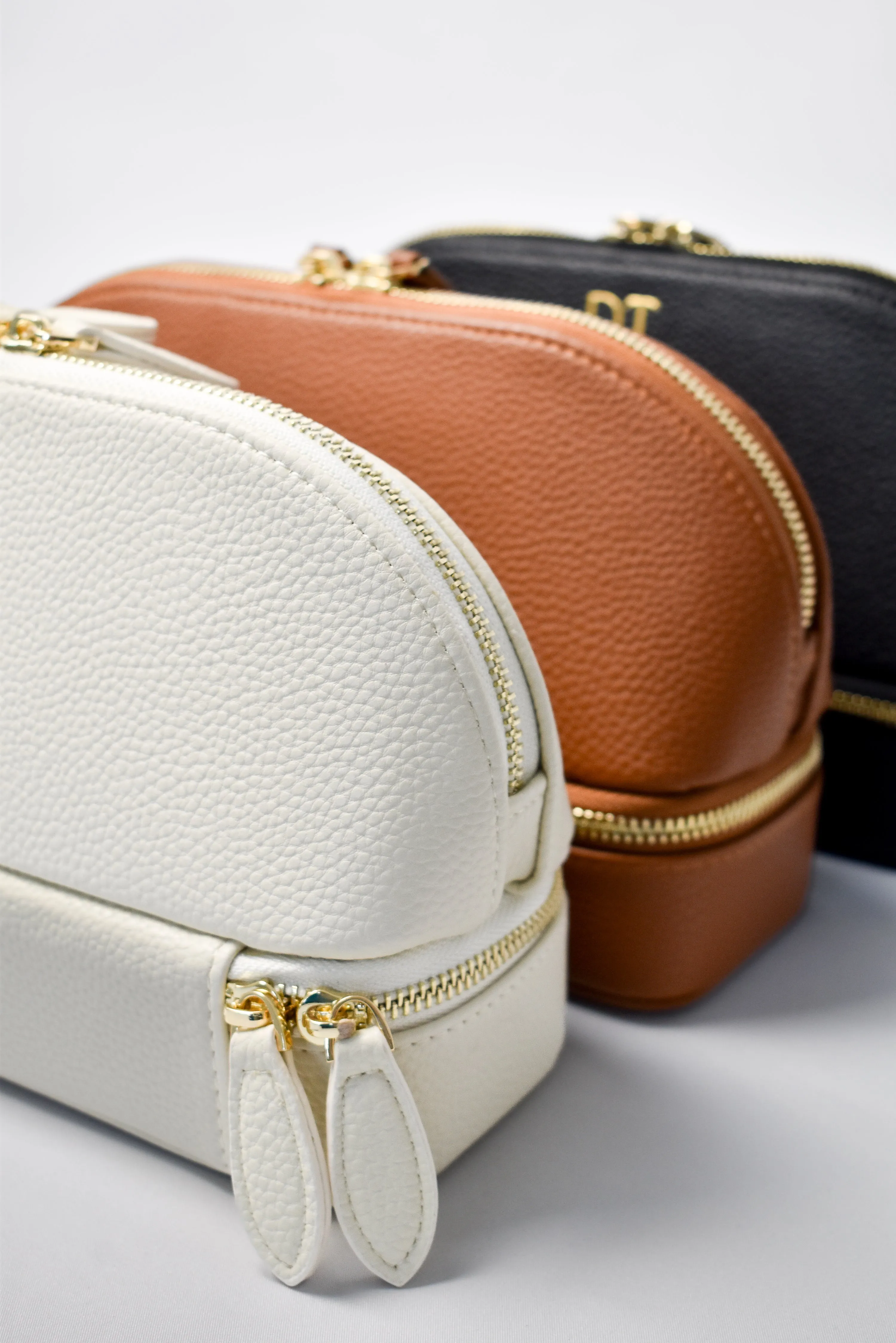2 in 1 Jewellery Box and Makeup Bag - Tan