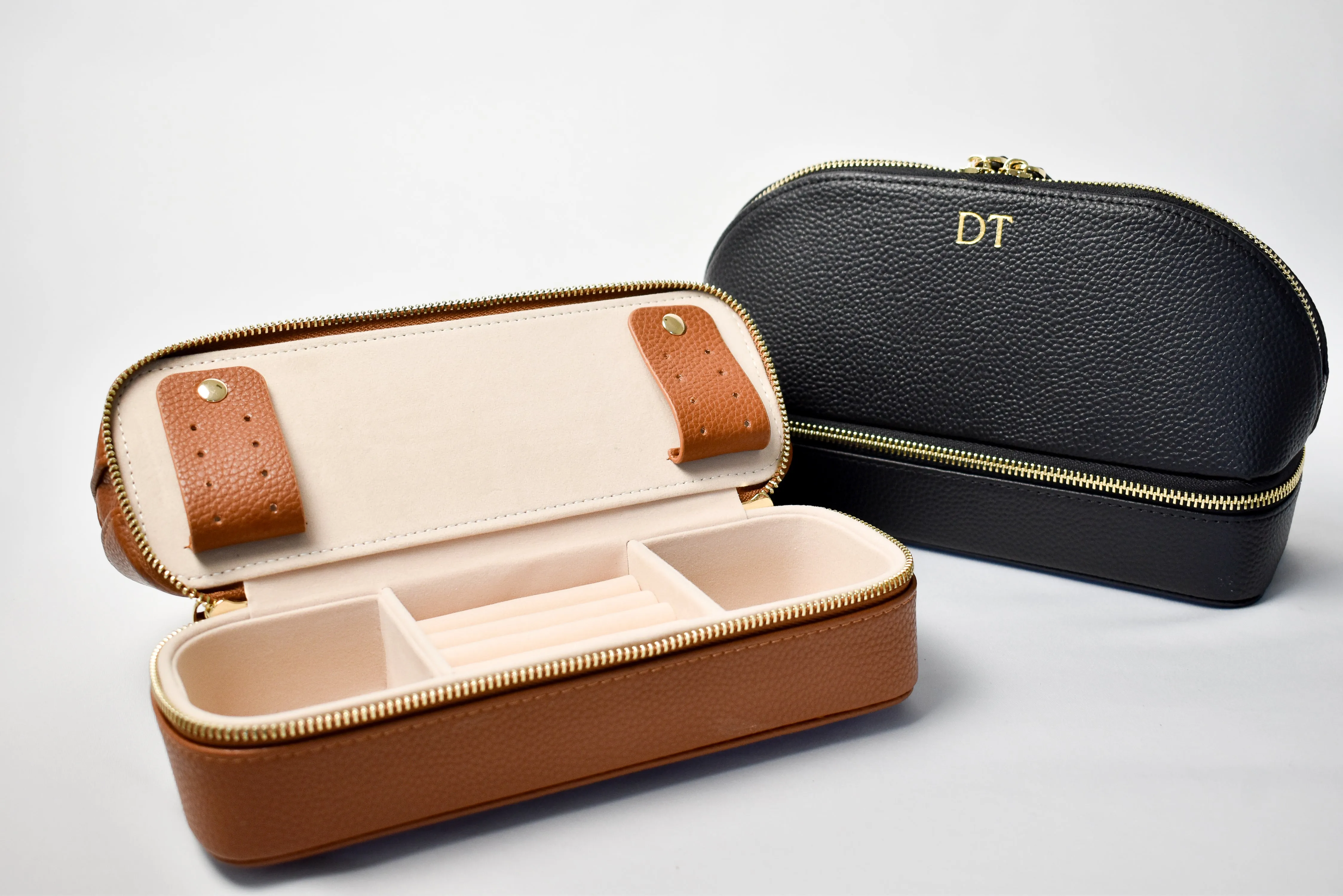 2 in 1 Jewellery Box and Makeup Bag - Tan