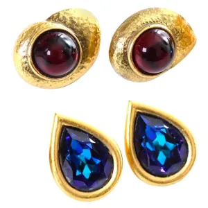 2 Pairs Yves Saint Laurent Signed Vintage Earrings Pierced YSL
