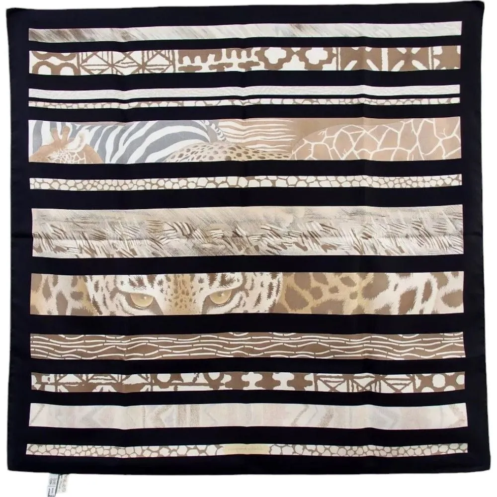 200160AV (E1) Salvatore Ferragamo Scarf Animal Brown Silk
