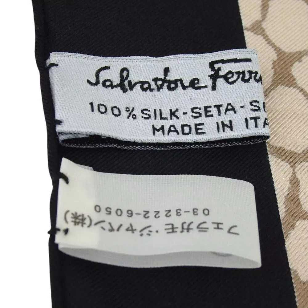 200160AV (E1) Salvatore Ferragamo Scarf Animal Brown Silk