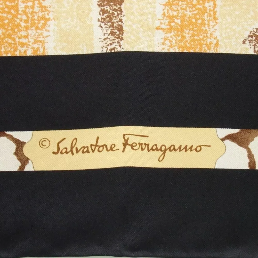 200160AV (E1) Salvatore Ferragamo Scarf Animal Brown Silk
