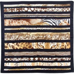 200160AV (E1) Salvatore Ferragamo Scarf Animal Brown Silk