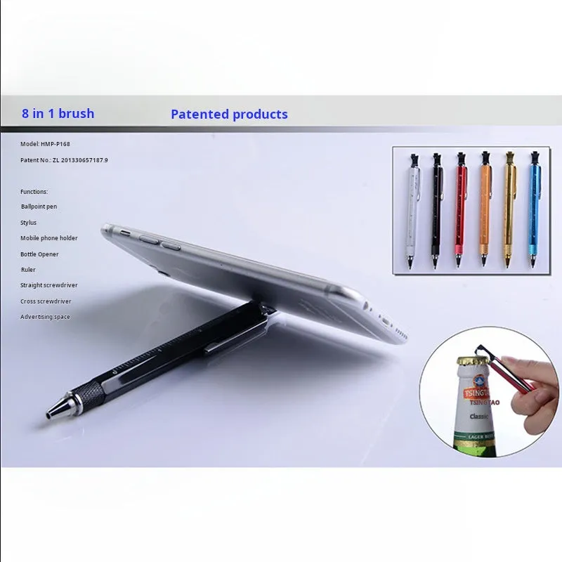 2025 Multi-Function Tool Pen  Stylus, Phone Holder, Bottle Opener, Ruler & Ballpoint | Metal Smart Gift Pen for Men & Tech Lovers