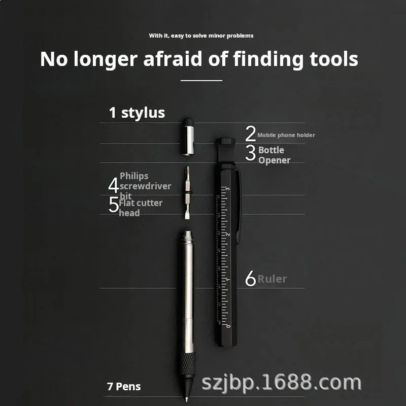 2025 Multi-Function Tool Pen  Stylus, Phone Holder, Bottle Opener, Ruler & Ballpoint | Metal Smart Gift Pen for Men & Tech Lovers