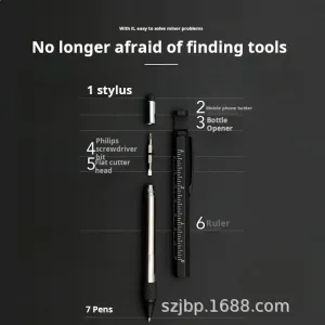 2025 Multi-Function Tool Pen  Stylus, Phone Holder, Bottle Opener, Ruler & Ballpoint | Metal Smart Gift Pen for Men & Tech Lovers