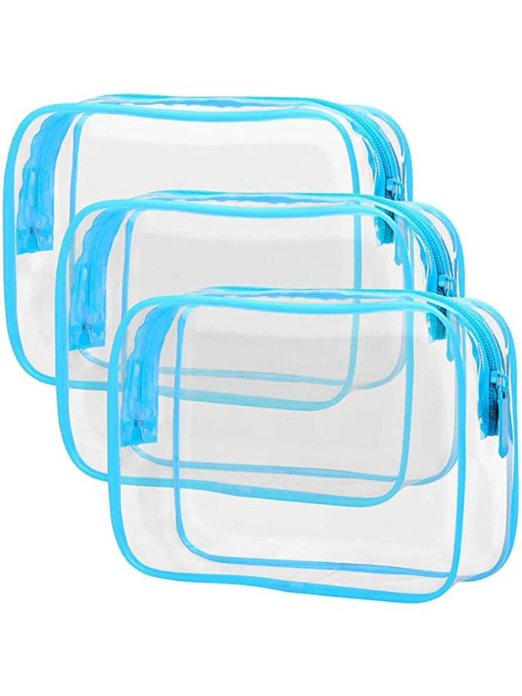 3 Pack Clear Toiletry Travel Airport Bag