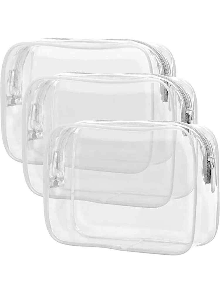 3 Pack Clear Toiletry Travel Airport Bag