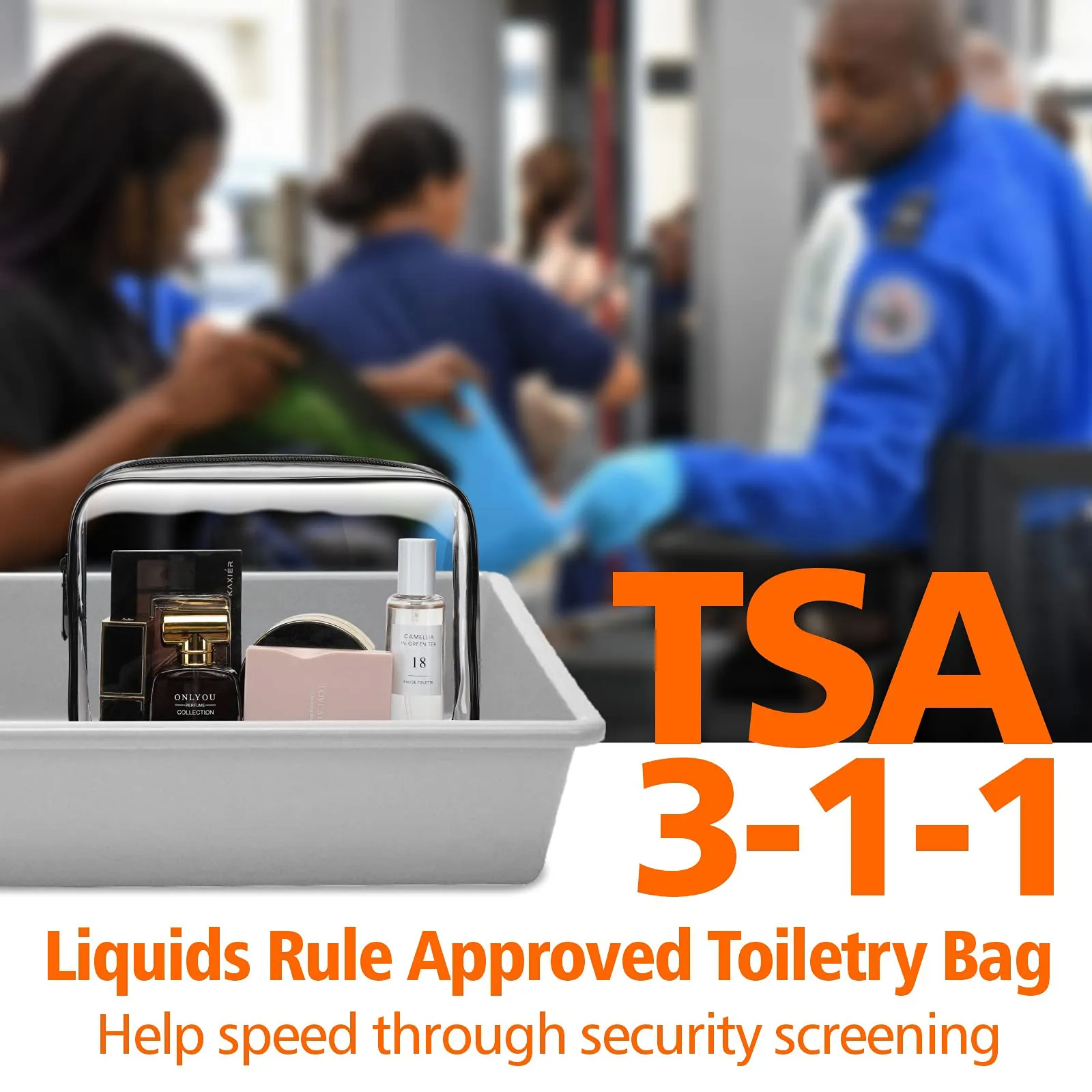3 Pack Clear Toiletry Travel Airport Bag