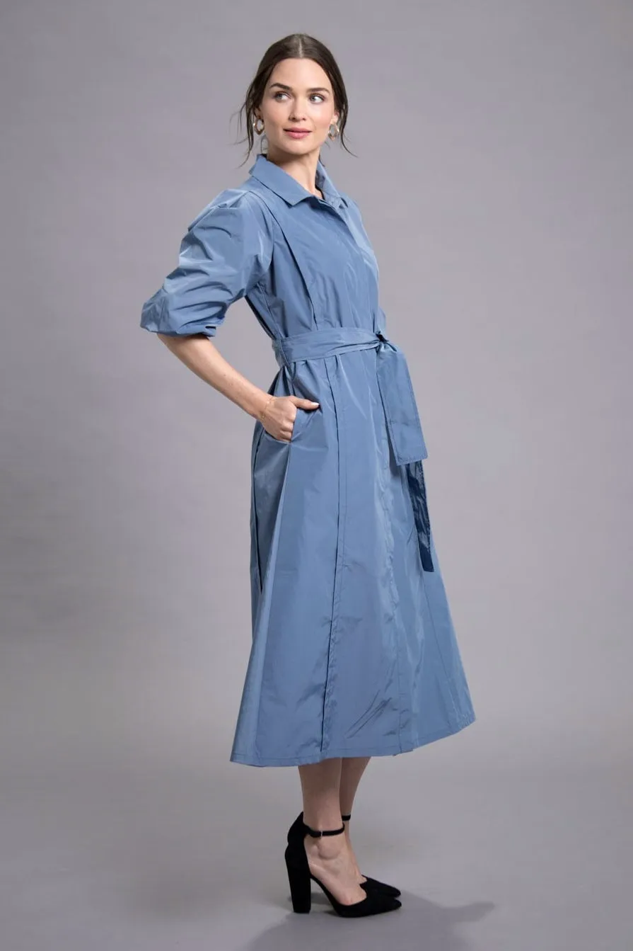48" Puff Sleeve Taffeta Shirtdress
