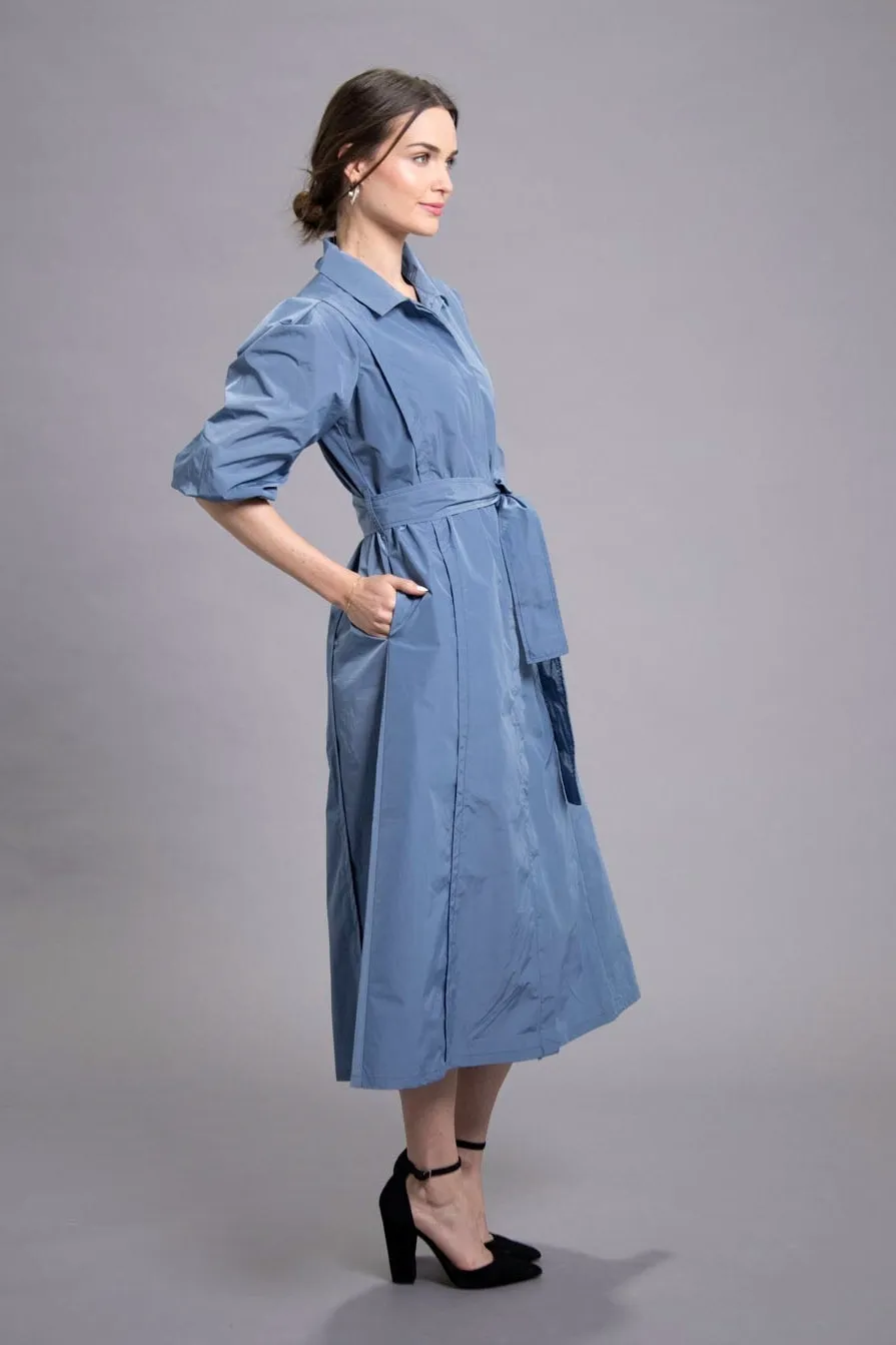 48" Puff Sleeve Taffeta Shirtdress