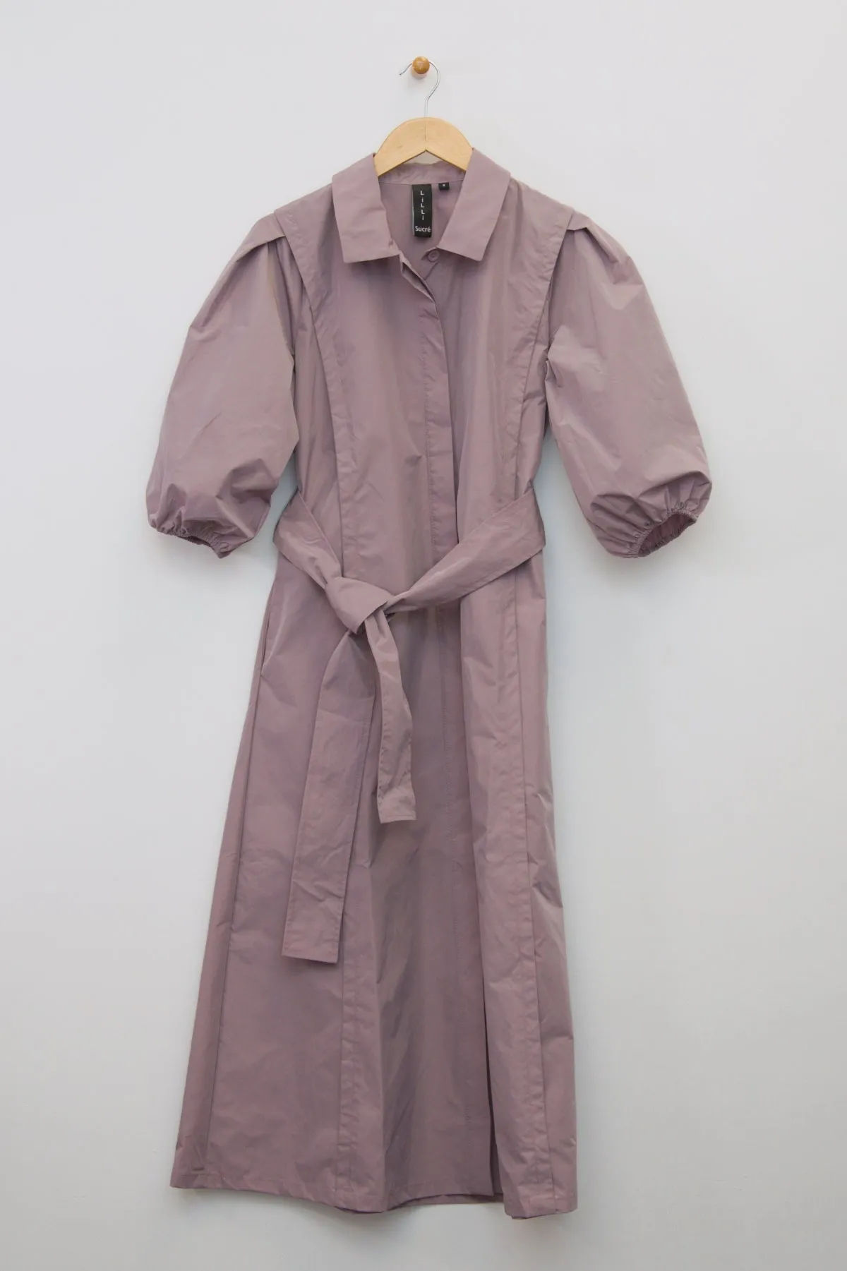 48" Puff Sleeve Taffeta Shirtdress