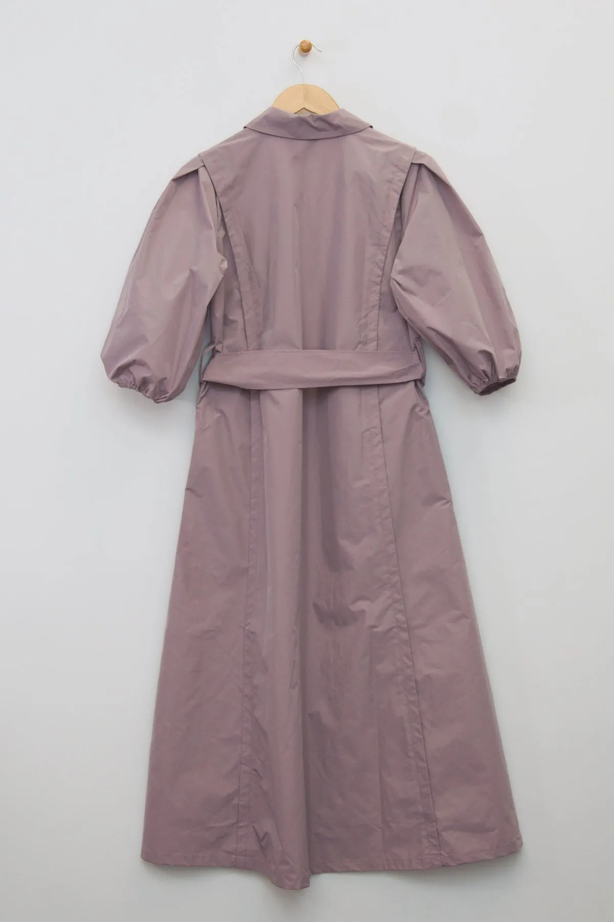 48" Puff Sleeve Taffeta Shirtdress