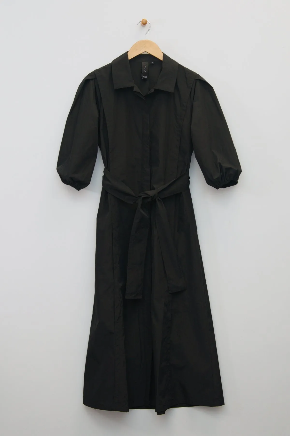 48" Puff Sleeve Taffeta Shirtdress