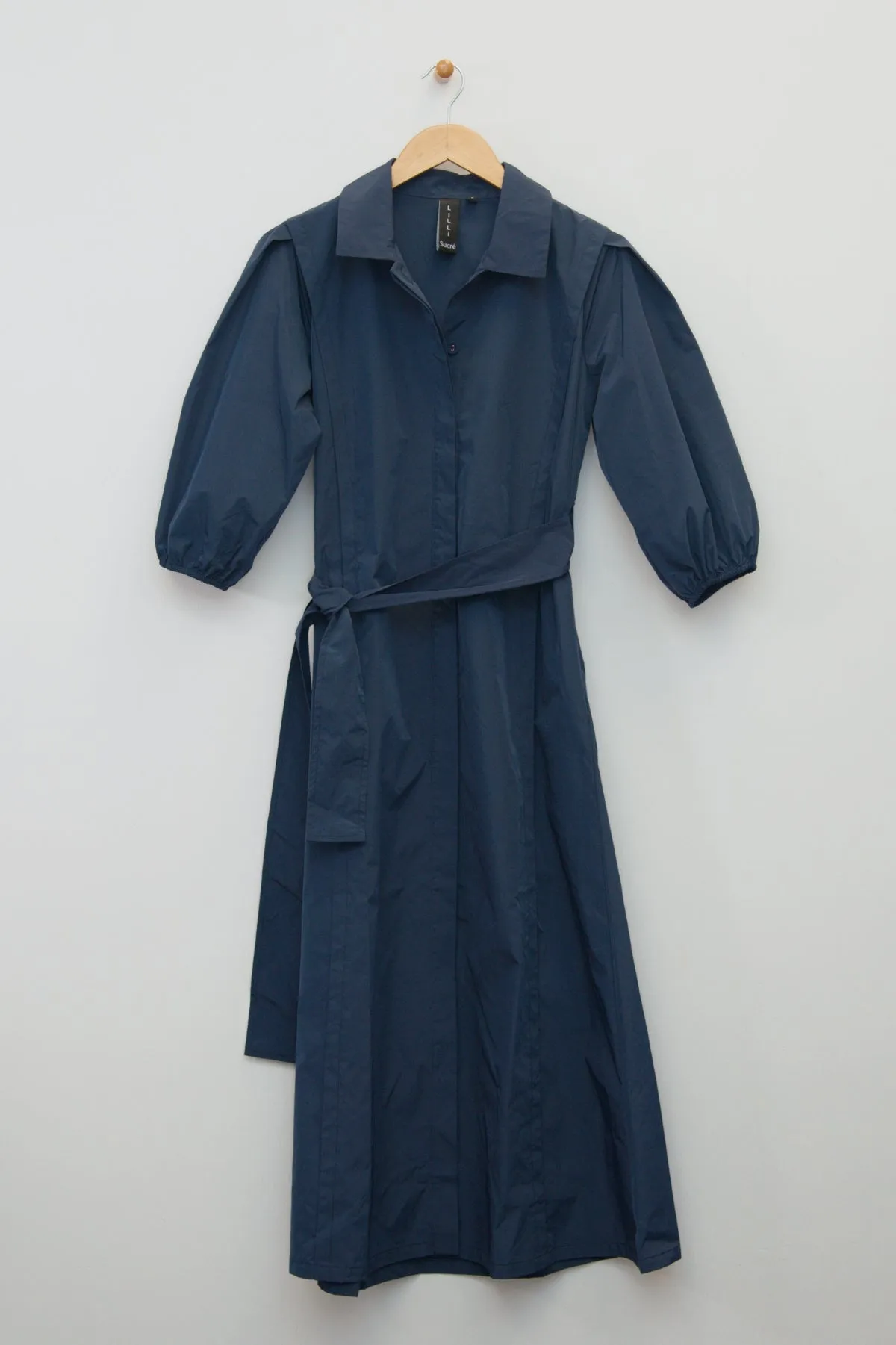 48" Puff Sleeve Taffeta Shirtdress