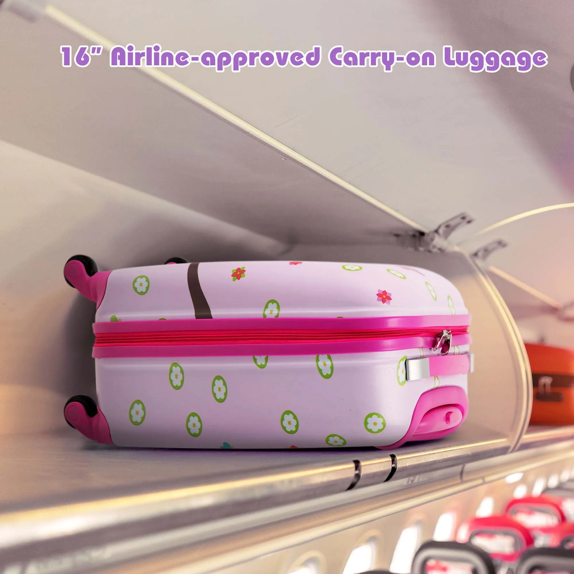 5-Piece Kids Luggage Set with Backpack, Lunch Bag, Neck Pillow, Tag & Wheels