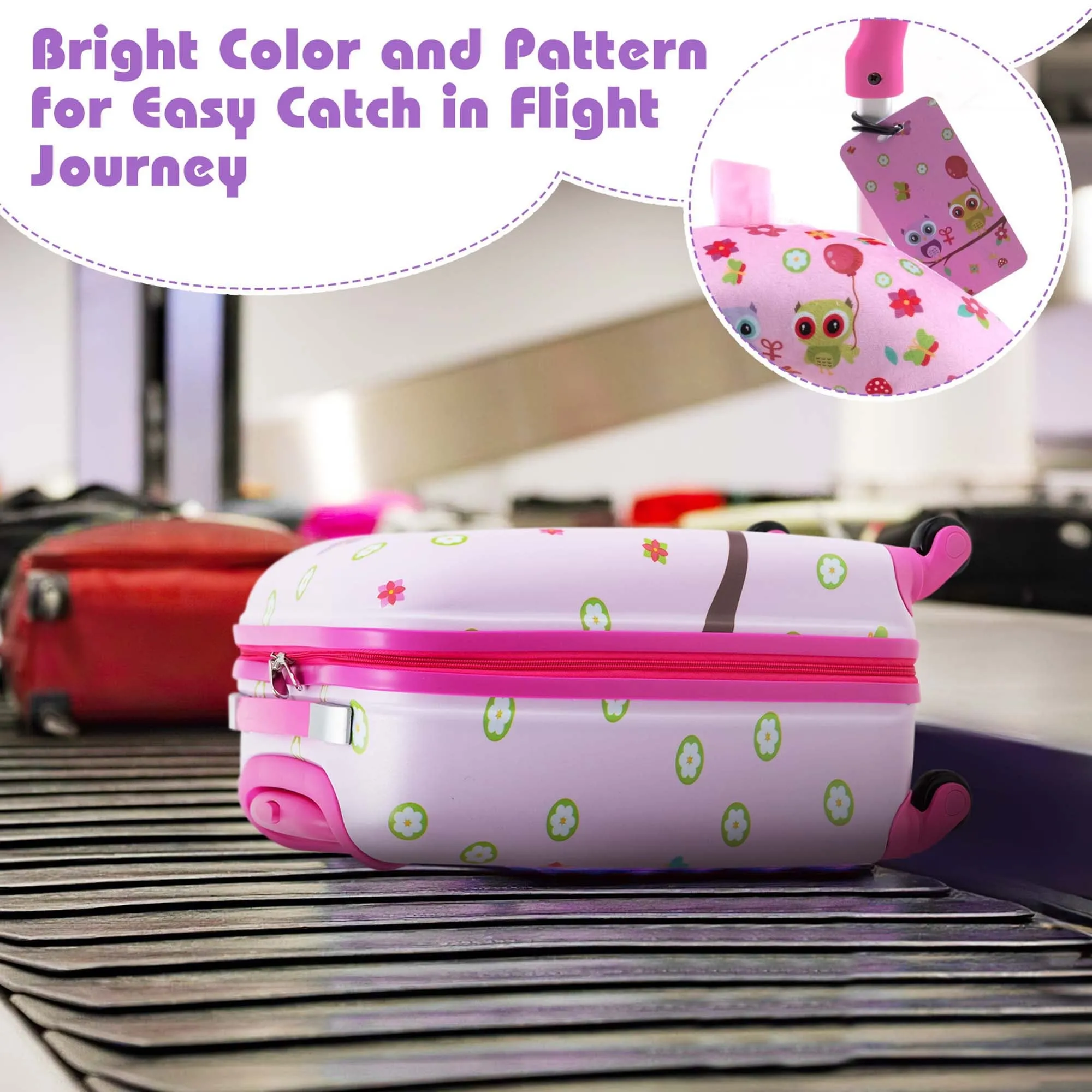 5-Piece Kids Luggage Set with Backpack, Lunch Bag, Neck Pillow, Tag & Wheels