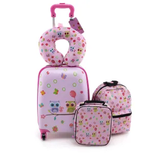 5-Piece Kids Luggage Set with Backpack, Lunch Bag, Neck Pillow, Tag & Wheels