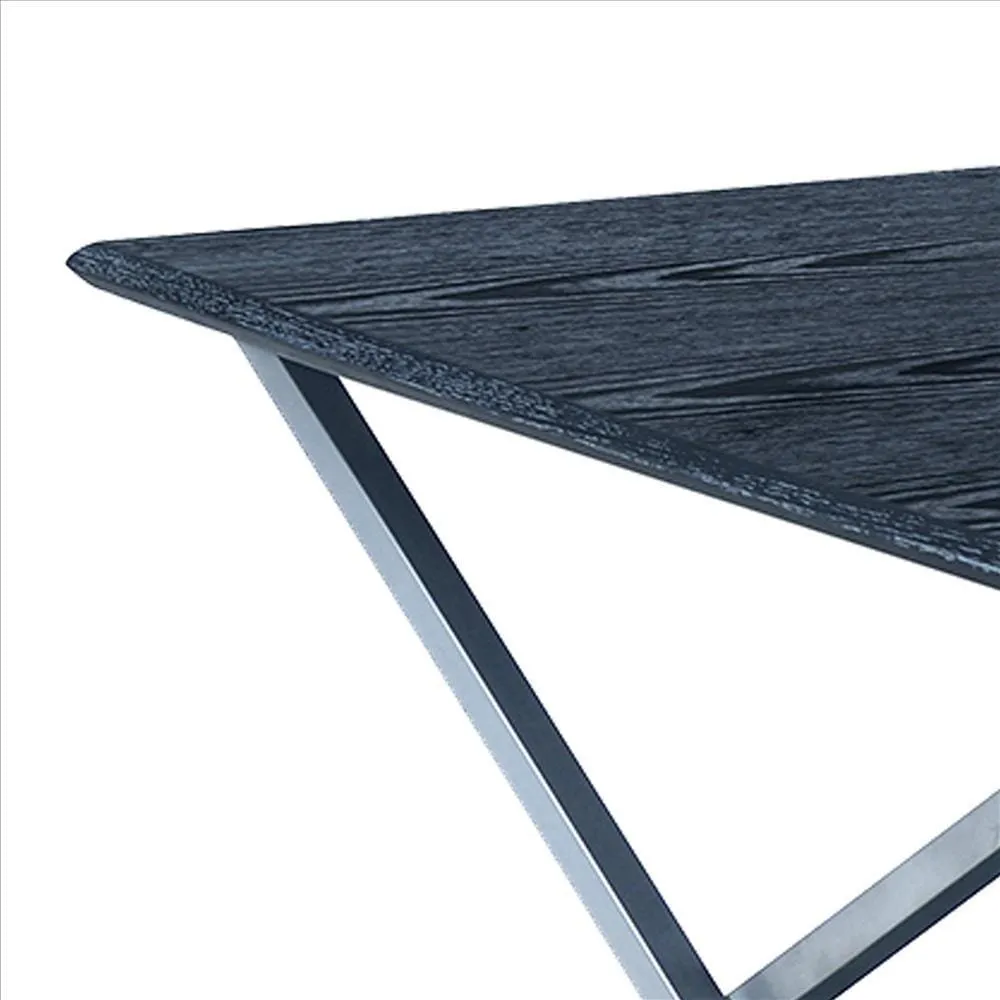 51 Inch Metal Coffee Table with Open Shelf, Gray and Silver By Casagear Home