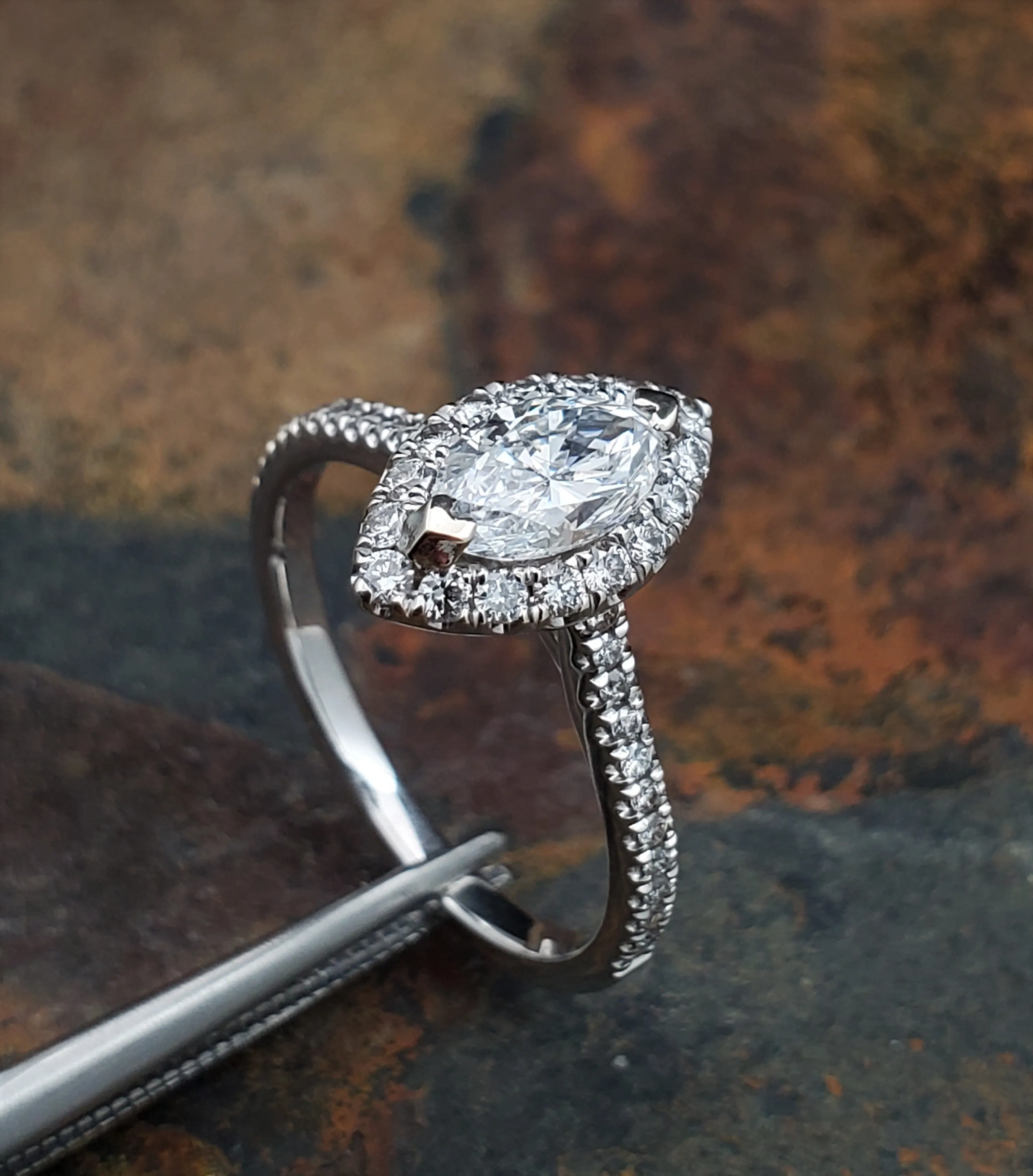 .73 Ct Marquise Diamond Engagement Ring 14K White Gold