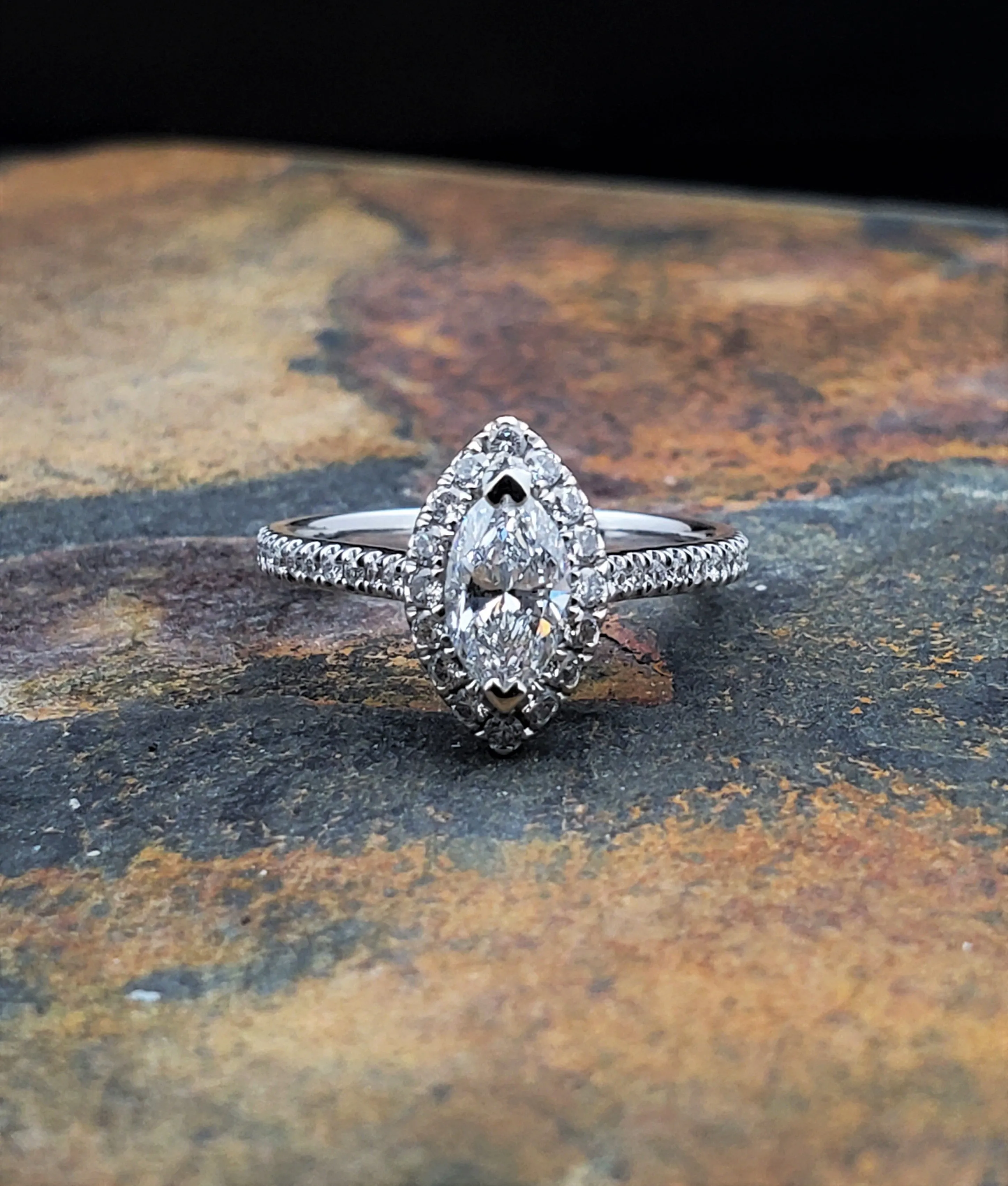 .73 Ct Marquise Diamond Engagement Ring 14K White Gold