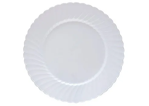 9" White Scalloped Edge Plate