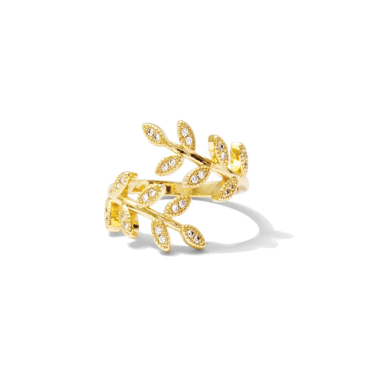 Adjustable Pave Leaf Ring