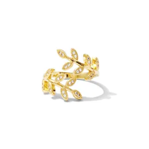 Adjustable Pave Leaf Ring