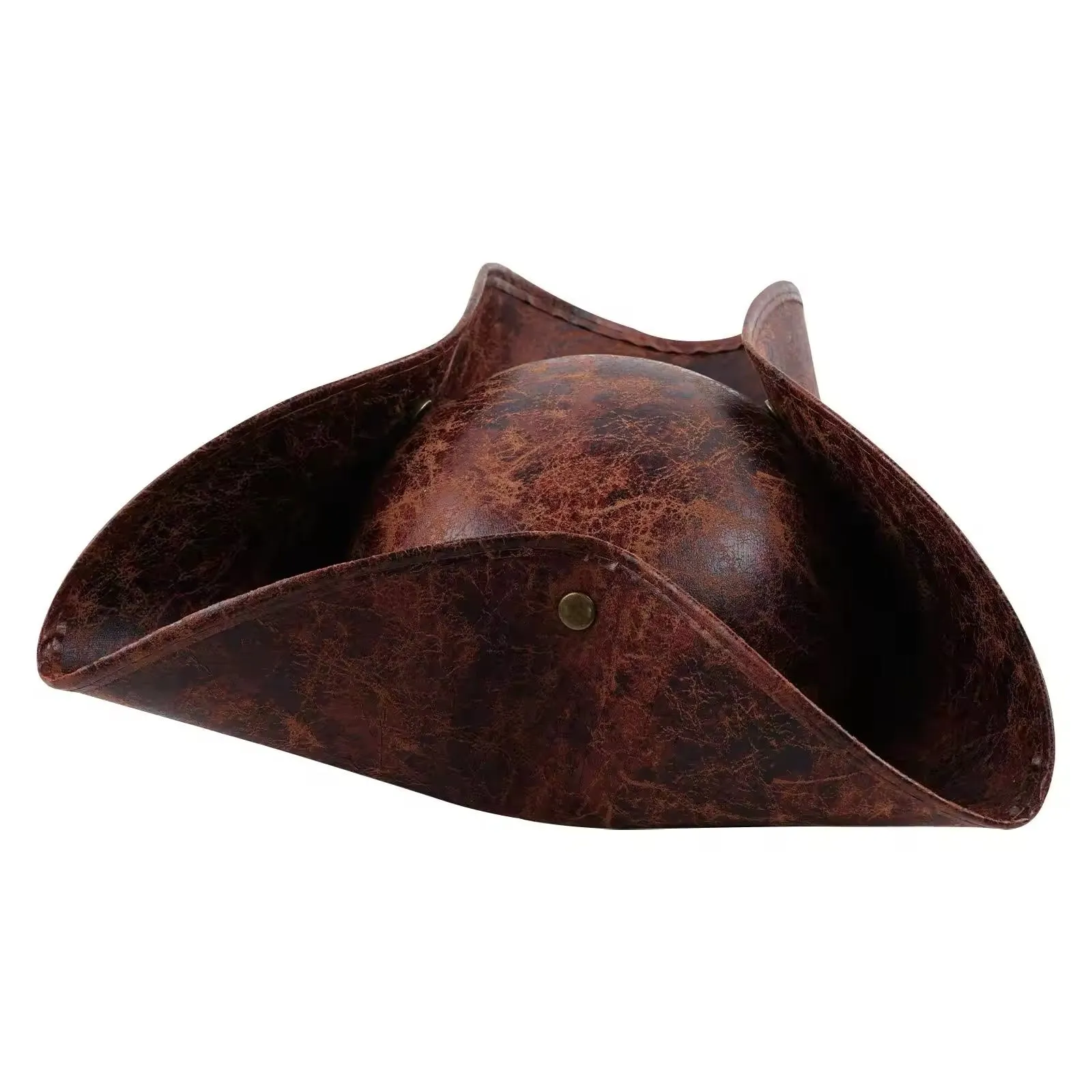 Adults PU Leather Vintage Captain Pirate Hat - Brown