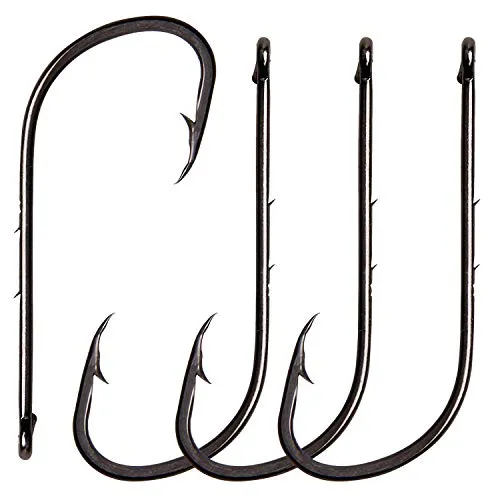 AGOOL Baitholder Fishing Hooks, 50/150pcs Bait Holder Hooks Barbed Shank Beak Long Shank Hooks Offset Shank with 2 Barbs J Hooks Snelled Hooks Bait Keep Hooks for Saltwater Freshwater Fishing