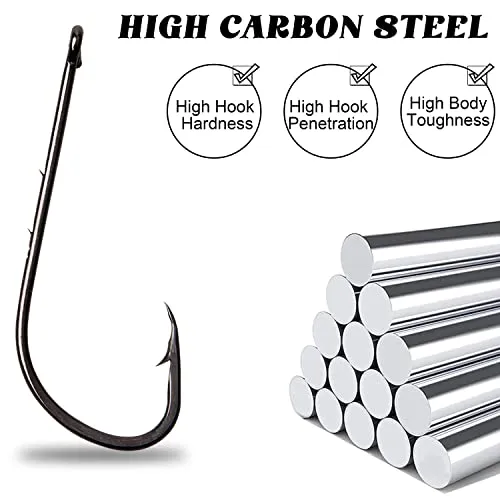 AGOOL Baitholder Fishing Hooks, 50/150pcs Bait Holder Hooks Barbed Shank Beak Long Shank Hooks Offset Shank with 2 Barbs J Hooks Snelled Hooks Bait Keep Hooks for Saltwater Freshwater Fishing