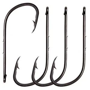 AGOOL Baitholder Fishing Hooks, 50/150pcs Bait Holder Hooks Barbed Shank Beak Long Shank Hooks Offset Shank with 2 Barbs J Hooks Snelled Hooks Bait Keep Hooks for Saltwater Freshwater Fishing