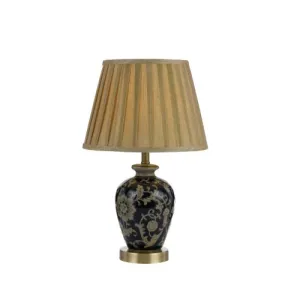 Amani Navy Floral Vase Base Table Lamp