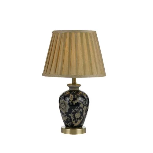 Amani Navy Floral Vase Base Table Lamp