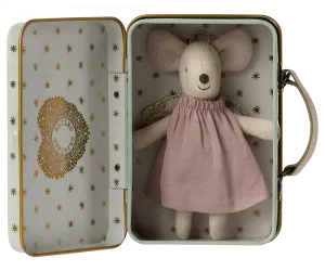 Angel mouse in suitcase
